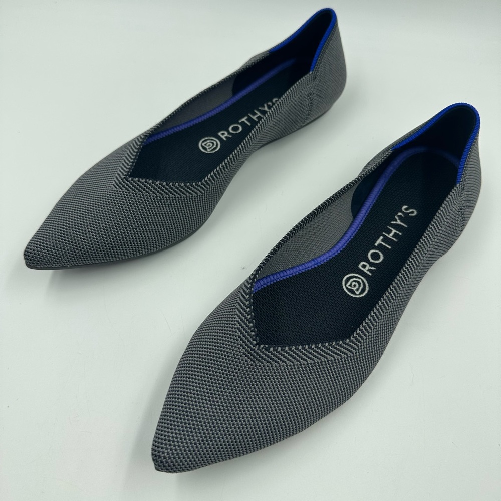 ROTHYS Knit Point Toe The Flats Slip On Ballet Flat Shoes Size 9.5 Gray EUC